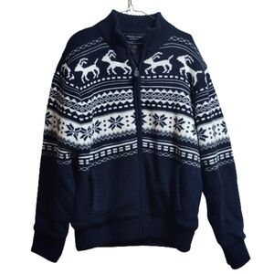 TX/THRUXTON Traditional animal reindeer Aztec design knit jacket size L